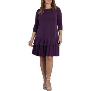 Kiyonna Tiered Ruffle Cocktail Dress Women's Plus 5X Purple Knee Length NWOT